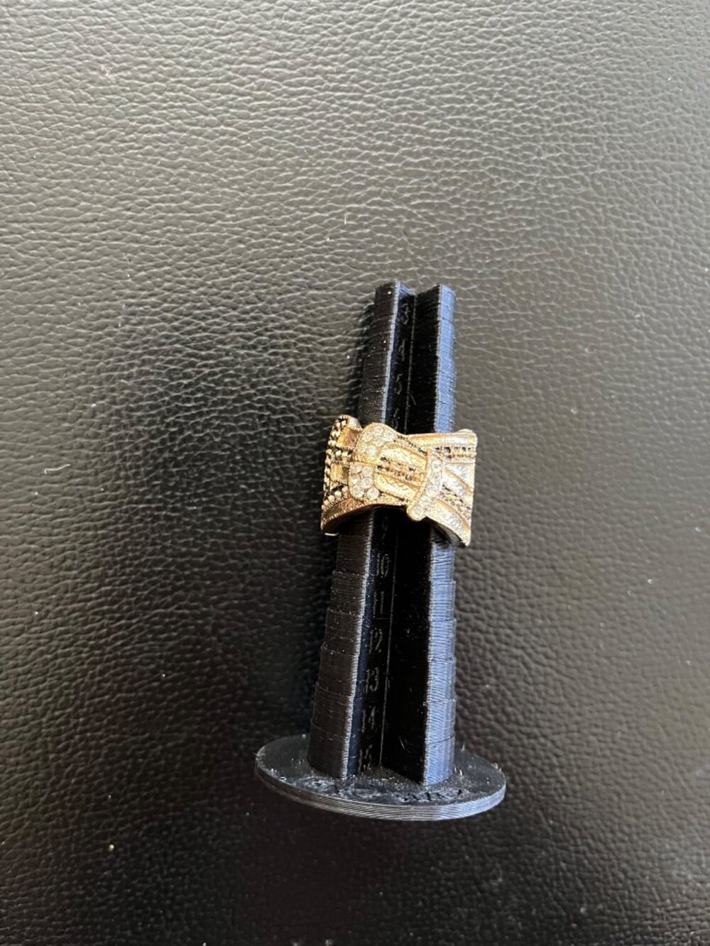 Vintage Gold-Tone Skeleton Hand Ring With Adjustable Band And Textured Design - Picture 3 of 4